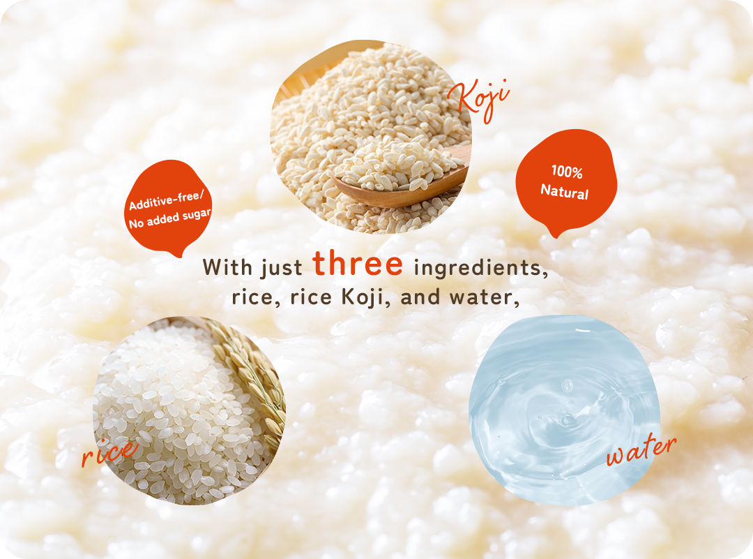 With just three ingredients,
rice, rice Koji, and water,
